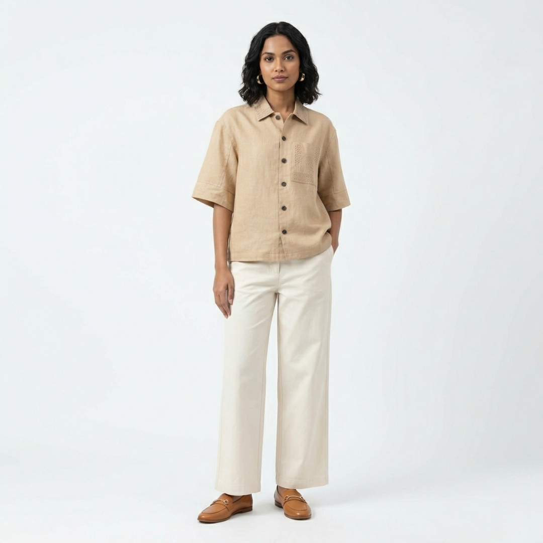 Boxy Fit Shirt Beige