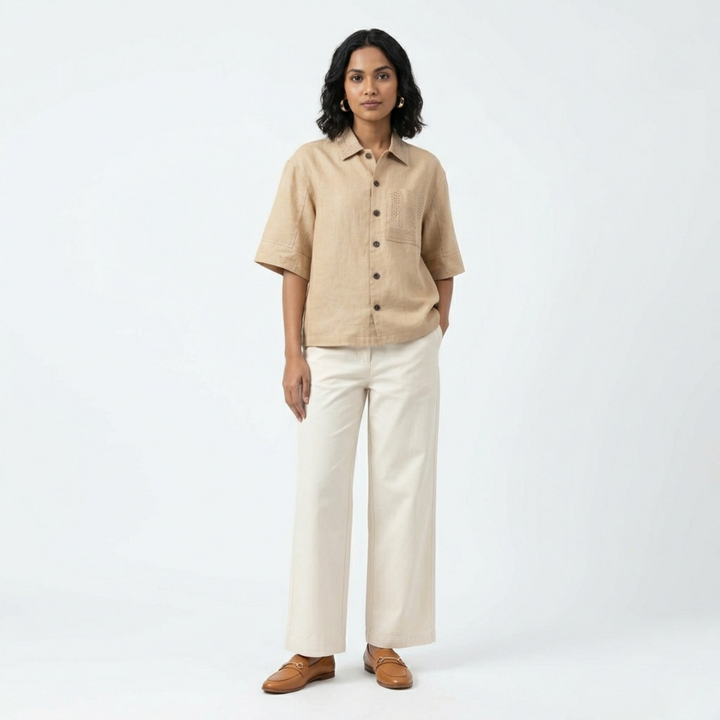 Boxy Fit Shirt Beige