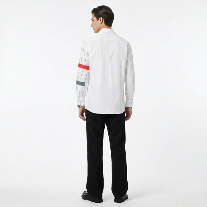 White Embroidery Mosaic Shirt