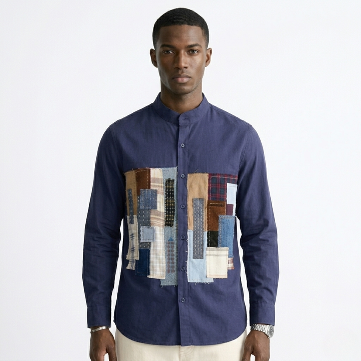 Kantha Patchwork Shirt Blue