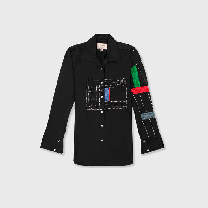 Black Embriodery Mosiac  Shirt