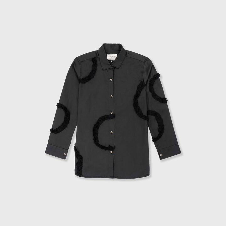 Black Frill Detail Long Shirt