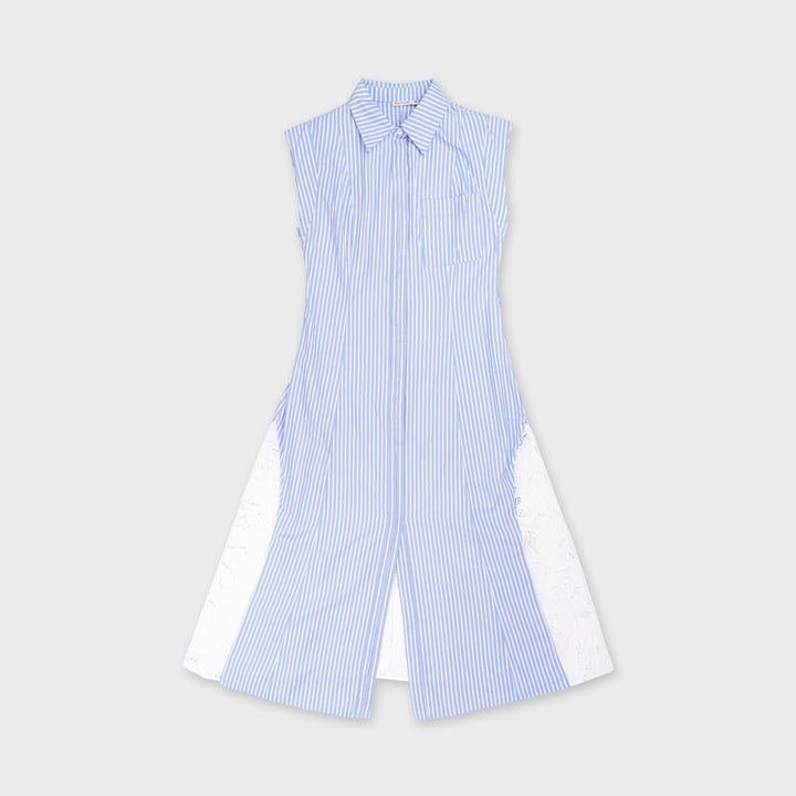 Shirt Dress with Lace Panels