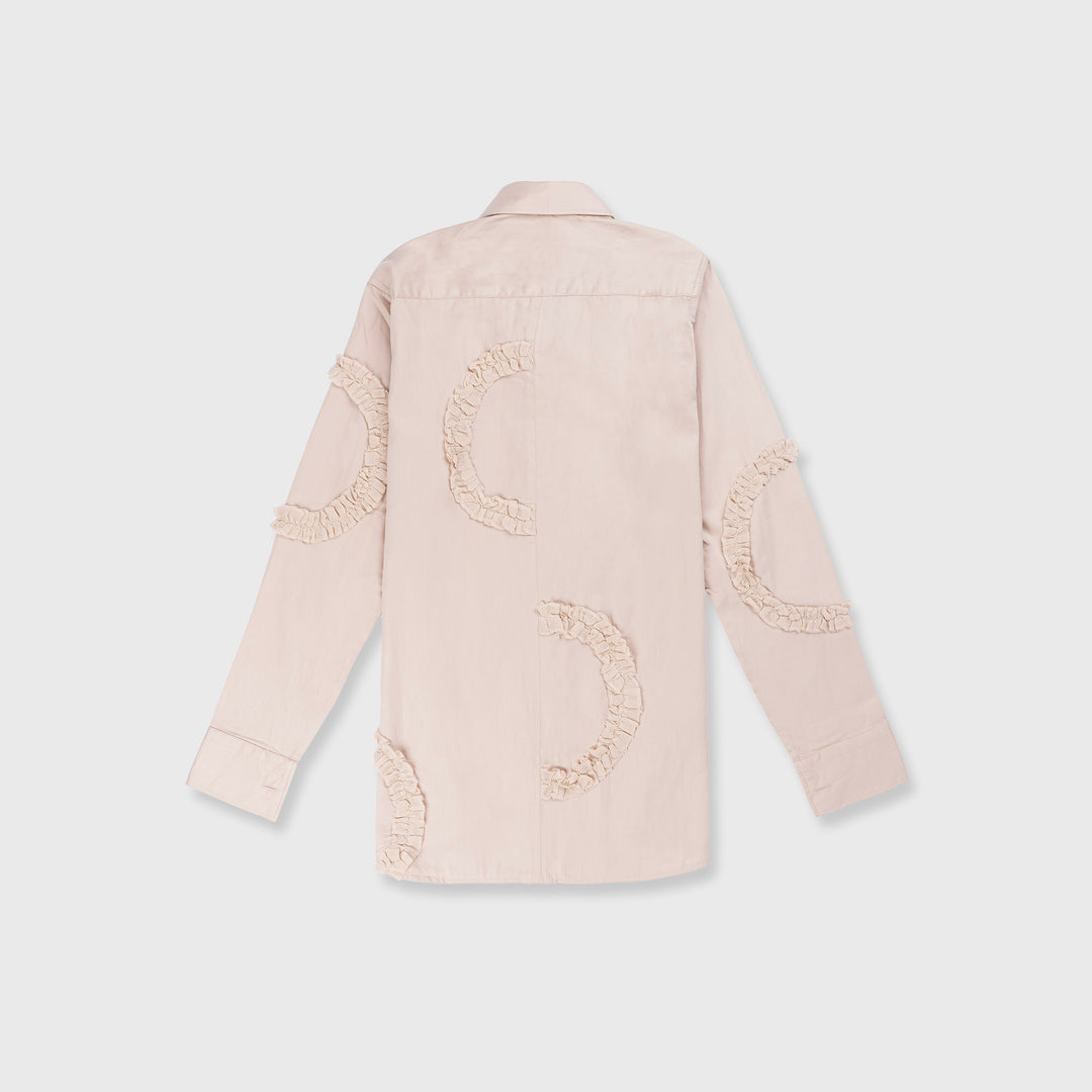Frill Detail Long Shirt Beige