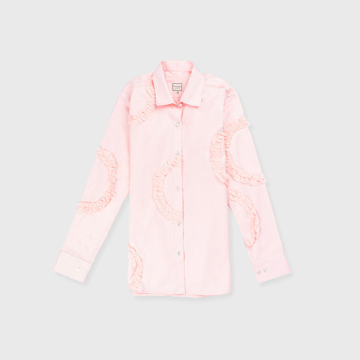 Frill Detail Long Shirt Pink