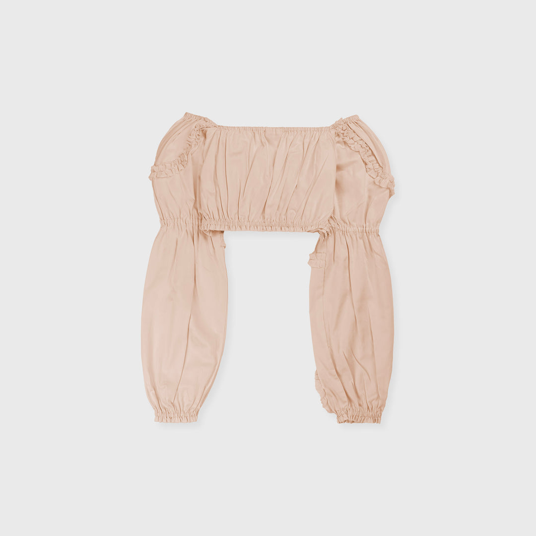 Peasant Crop Top Beige