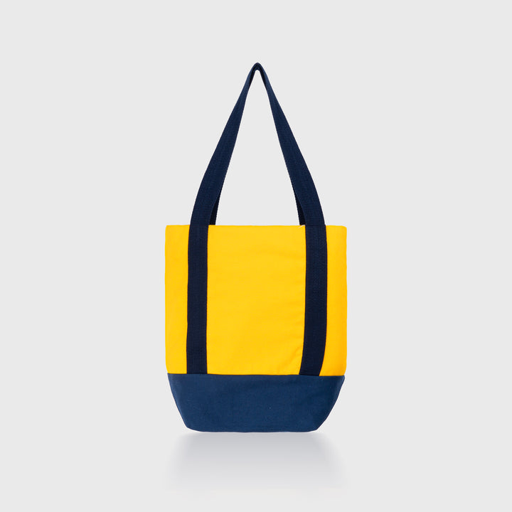 Canvas Tote Bag Yellow and Navy Blue