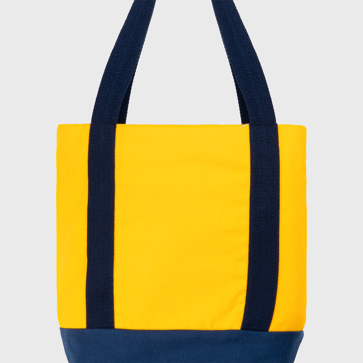 Canvas Tote Bag Yellow and Navy Blue