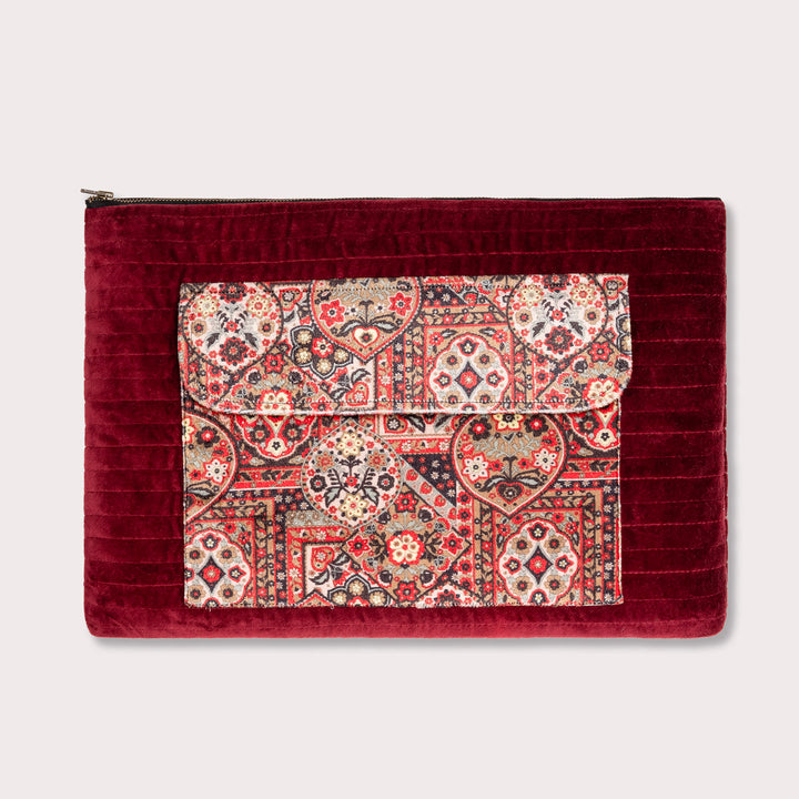 Velvet Laptop Zipper - Maroon