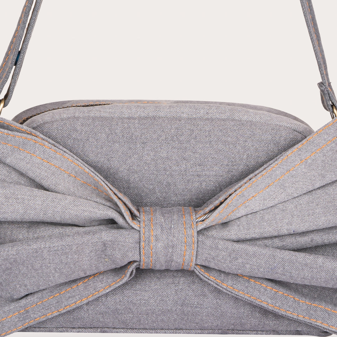 Denim Bow Bag Grey