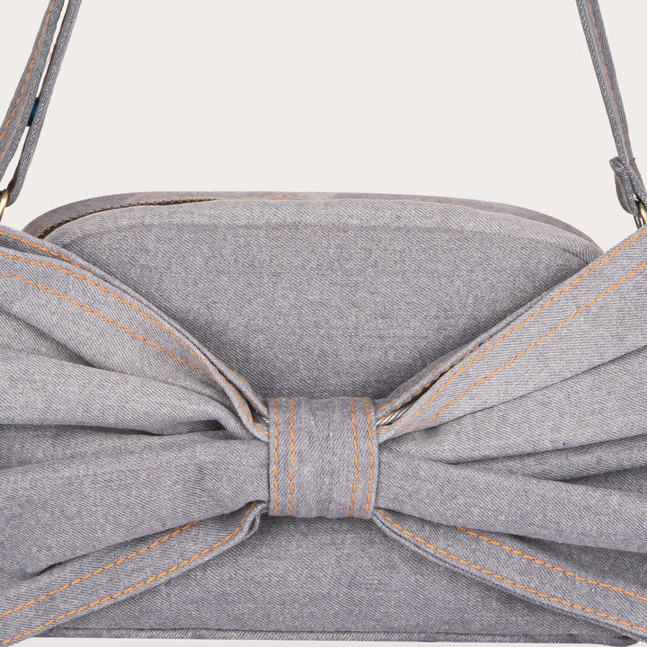 Denim Bow Bag Grey