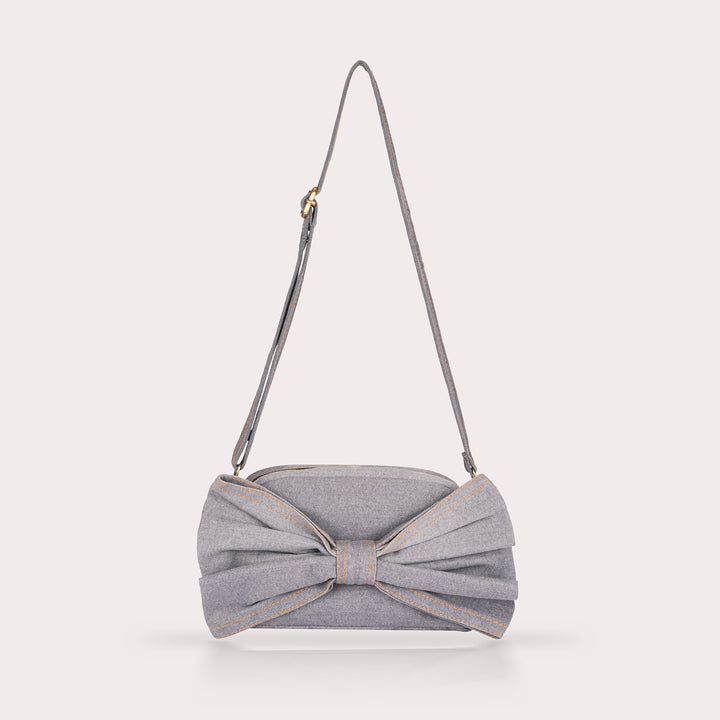Denim Bow Bag Grey