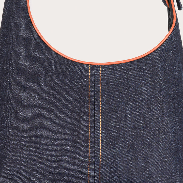 Denim Clutch Bag with gold chain