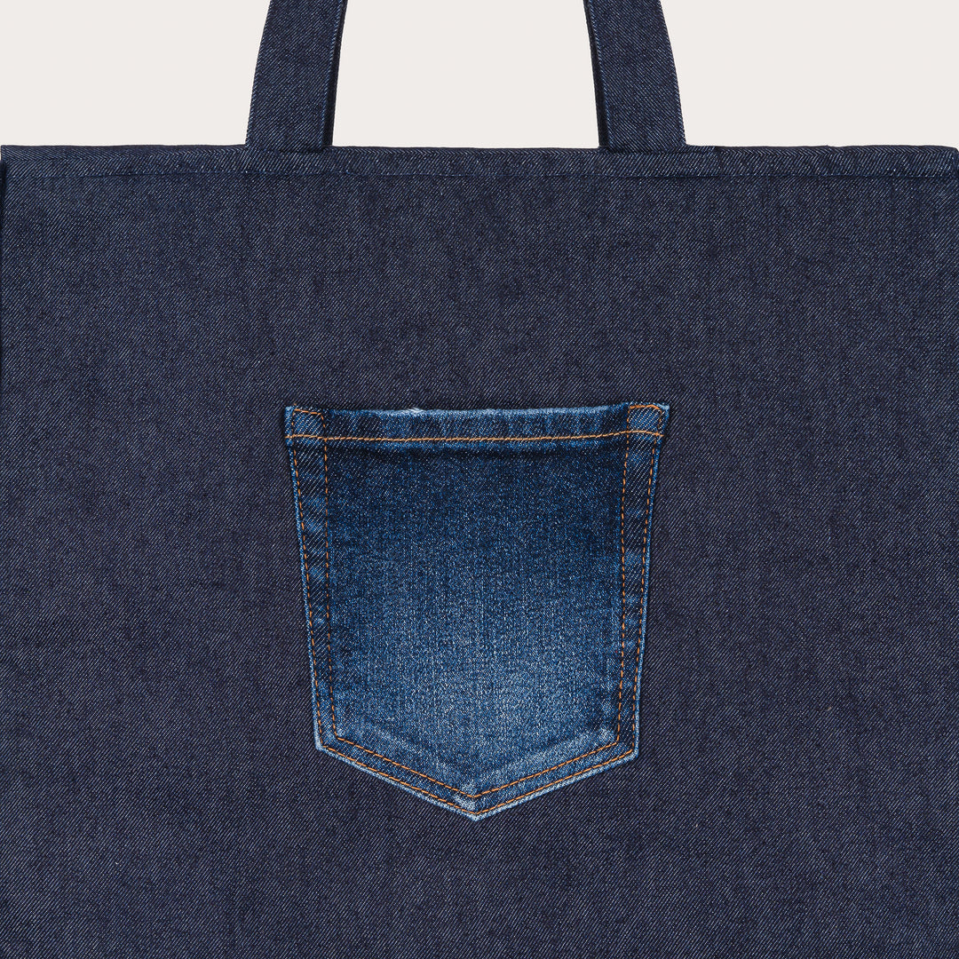 Denim Solid Tote Bag