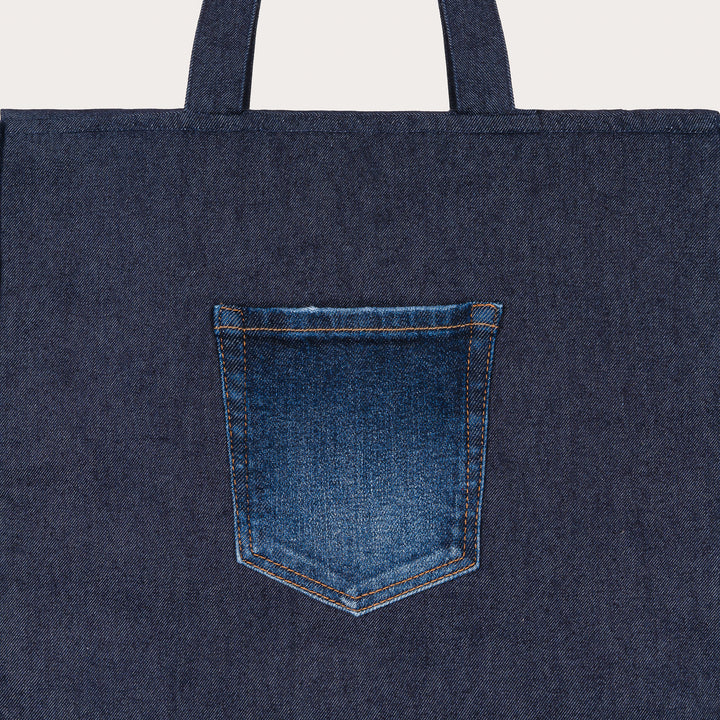 Denim Solid Tote Bag