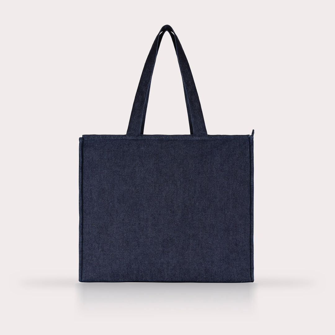 Denim Solid Tote Bag