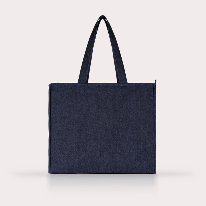 Denim Solid Tote Bag