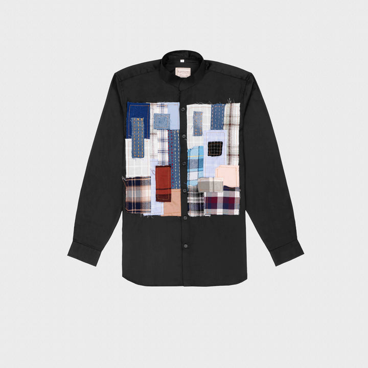 Kantha patchwork mens shirt style Black