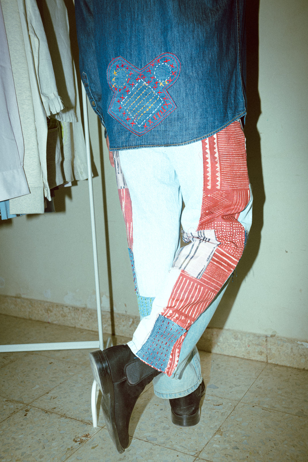 Patchwork Denim Trouser