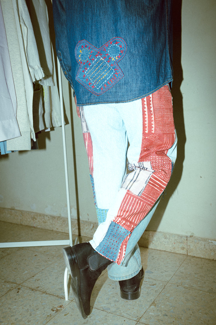 Patchwork Denim Trouser