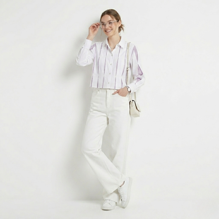 Cropped Pleated Shirt Lilac