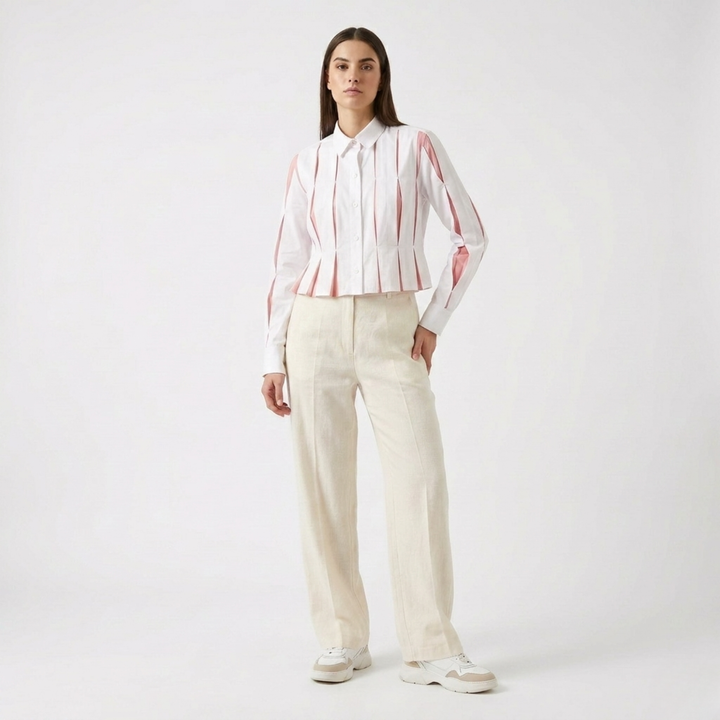 Cropped Pleated Shirt Pink