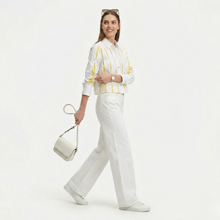Cropped Pleated Shirt Yellow